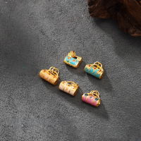 wholesale [Gold-plated 925 ancient silver enameled plum blossom small lock pendant lotus peace lock pendant DIY jewelry accessories]-Burnt blue Ruyi lock 1