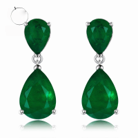 wholesale 7*10mm Teardrop Earrings with High Carbon Diamonds, Fashionable and Versatile Everyday Jewelry-E260 Green Diamond>925 Silver