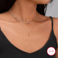 wholesale 925 Sterling Silver Cross-Border Exclusive Light Luxury High-End Feeling Necklace Heart-Shaped Colored Zircon Collarbone Chain Foreign Trade Jewelry for Women-0-1