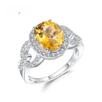 wholesale S925 silver luxurious natural fancy citrine ring with European and American cross-border retro design-Citrine>US Size 9