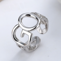 wholesale S925 Sterling Silver European and American Minimalist Geometric Chain Link Personalized Trendy Unisex Open Adjustable Ring-0-1