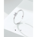 wholesale S925 Sterling Silver Light Luxury Trend Letter Ring for Women with Cubic Zirconia Inlaid and Adjustable Open Design-0-0