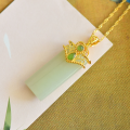 wholesale 925 silver gold-plated antique-style Hanfu cheongsam pendant necklace inlaid with Hetian white jade plain pendant-0-5