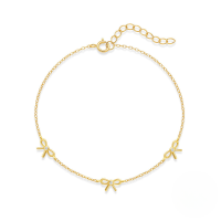 wholesale S925 Sterling Silver Bow-shaped Zircon-accented Ear Cartilage Piercing, Bracelet, And Necklace Jewelry Set-Gold-Bracelet 925 Silver