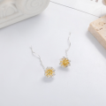 wholesale S925 Sterling Silver Korean-style Pastoral Daisy Earrings with Tassels, Elegant and Versatile Women's Earrings-0-1