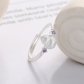 wholesale S925 Sterling Silver Purple Zircon Gourd Filigree Ring, Women's Ultra-Thin Band Index Finger Ring, Direct from Premium Factory-0-0