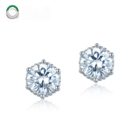 wholesale S925 sterling silver new Korean and Japanese minimalist geometric white zircon earrings fashionable trendy wholesale from manufacturers-Thick Silver Platinum>925 Silver
