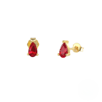 wholesale S925 Sterling Silver Colored Zircon Teardrop Mini Earrings, Korean Style, Personality, Ins Trendy, Dongdaemun-Gold-Deep Garnet Diamond