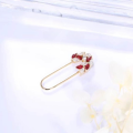 wholesale 18K gold brooch set with natural pigeon's blood ruby and diamonds, versatile dual-purpose floral brooch and earrings, stylish and fashionable-0-1