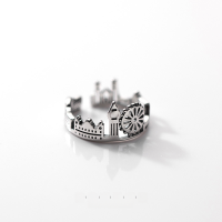wholesale S925 Sterling Silver Ferris Wheel Castle Open Ring Vintage Silver Unique Creative Fashion Jewelry for Women J9113-S925 silver one piece Adjustable opening