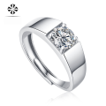 wholesale S925 Silver New Fashionable Trendy Men's High Version Adjustable Live Opening Ring Moissanite Stone Ring-0-1