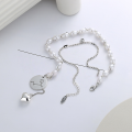 wholesale S925 Sterling Silver Retro Light Luxury Style Pearl Constellation Pattern Heart Tassel Necklace for Women-0-1