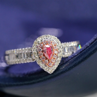 wholesale S925 Sterling Silver All-Over Red Elk Waterdrop Ring for Women, Modifies Hand Shape, Exquisite, Fashionable, Niche, Light Luxury, Versatile-BZ0196-White Gold-Gold US Size 8