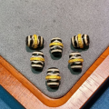 wholesale Sterling silver gold-plated inlaid with natural agate old dzi barrel bead two-eyed tiger tooth treasure vase dzi ornament DIY matching bead-0-8