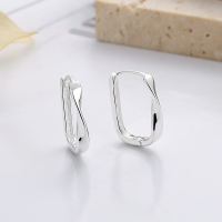 wholesale S925 Sterling Silver European and American Cross-Border Minimalist Twist Ear Clasp Geometric Line Square Circle Small Versatile Earrings-257FR/approximately 2.3g/pair 925 silver