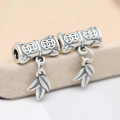 wholesale 999 Pure Silver Bamboo Joint Coin Three-Way Straight Tube Pendant DIY Bracelet Beaded Necklace Spacer Bead Bamboo Brings Peace Accessory-0-0