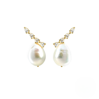 wholesale S925 Sterling Silver Pear-shaped Zircon Pearl Prong-set Earrings With Zircon Accents, European Style-Gold-Style 2 925 Silver
