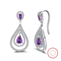 wholesale S925 sterling silver gold-plated ultra-sparkling zirconia drop earrings, manufacturer wholesale-0-11