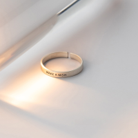 wholesale S925 silver Korean version minimalist single-loop matte English letter ring for women, vintage-style accessory J9075-S925 silver one piece Adjustable opening