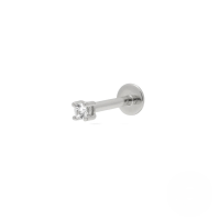 wholesale S925 Sterling Silver 18g Flat Head Push-pin Cartilage Ear Stud, Popular In Europe And America For Ear Piercing-Single platinum #2 white diamond