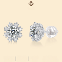 wholesale 925 Silver Ear Stud Ice Snow Secret Realm Crystal Earrings CZ Ear Jewelry Source Live Broadcast Moissanite In Stock Dropshipping-50 points*2