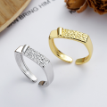 wholesale S925 Sterling Silver Irregular Foil Textured Open Ring, Minimalist, Niche, Retro, Versatile, Trendy Ring for Women-0-1