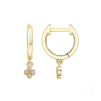 wholesale S925 Sterling Silver Dagger Cross Earrings With Evil Eye, Star, And Moon Pendant Hoop-Gold #1-Petals 925 Silver