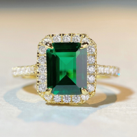 wholesale 18K Gold Plated 925 Sterling Silver Emerald Ring,。-Green Diamond-CBJZ233 No.9