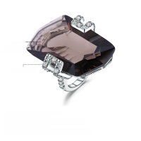wholesale 925 Silver Luxurious High-End Natural Smoky Quartz Ring with Fashionable Design and Irregular Large Carat Natural Gemstone-Natural Smoky Quartz US Size 7