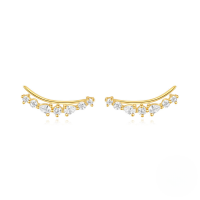 wholesale S925 Sterling Silver Geometric Inlaid Ear Cuffs For Women, Hypoallergenic, Light Luxury, Zircon Accent, Daily Wear, European And American Best-sellers-Gold 925 silver