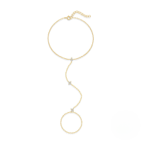 wholesale S925 Sterling Silver Diamond-Studded Four-Leaf Flower Anklet, a Hot Selling European and American Style Multi-Layer Toe Chain Anklet-Gold 925 silver