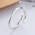wholesale S925 Sterling Silver Korean Style Ins Minimalist Twist English "Luck" Versatile Open Ring-0-0