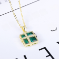 wholesale [925 Sterling Silver] Summer fashion women's small square black jade gemstone pendant, uniquely designed with a sense of luxury, ins pastoral style series-0-1
