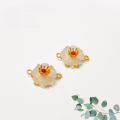 wholesale S925 gold-plated silver white quartz square column small flower double ear accessories bead spacer handmade DIY semi-finished beginner bracelet-0-3