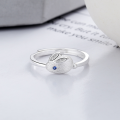 wholesale S925 Sterling Silver Cloud Tide Pavilion Dainty Year of the Rabbit Cute Little White Rabbit Jade Rabbit Design Adjustable Ring for Women-0-1