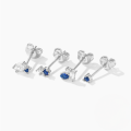 wholesale 925 Sterling Silver New 4-piece Set Of Colored Gemstone And Zircon Stud Earrings-0-4