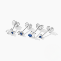 wholesale 925 Sterling Silver New 4-piece Set Of Colored Gemstone And Zircon Stud Earrings-4 pieces per set Platinum 925 silver