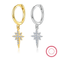 wholesale S925 Sterling Silver Eight-Pointed Star Earrings Women, Ins Style Minimalist Earrings, High-End Textured Ear Accessories-0-10