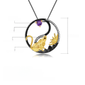wholesale 925 Silver Designer Chinese Zodiac Rat Pendant with Natural Gemstone Necklace-0-4