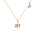 wholesale 925 Sterling Silver Gold-Plated Zircon Necklace, Bfirst Maple Leaf Pendant, Versatile and Elegant Collarbone Chain for Daily Wear-0-5