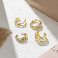 wholesale 14K Gold Plated Irregular Wrinkle Texture Open Ring for Women, Small Stacking Index Finger Ring-0-3