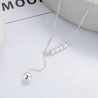 wholesale S925 Sterling Silver Korean Style Rotating Bead Minimalist Fashion OL Personality Design Brushed Necklace-YFL554/approx. 2.7g 925 silver