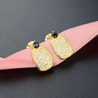 wholesale S925 Sterling Silver Light Luxury High-end Elegant Earrings, Korean and Japanese Style Zircon Square Diamond Accent Stud Earrings for Women-Stud Earrings with Plastic Earplugs>925 Silver