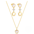 wholesale S925 Sterling Silver Petal Shell Elegant Diamond Accent Choker Necklace and Hollow Earrings Set, Hot Selling Versatile European and American Jewelry-0-0