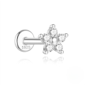 wholesale S925 silver four-prong moissanite flat head threaded cartilage earring, popular in Europe and America-0-11