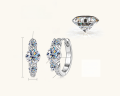wholesale Sterling Silver European and American High-End Full Moissanite Earrings for Women, Cross-Border Hot-Selling Hoop Earrings, Small Design, Three-Stone Ear Jewelry with Silver Ear Clasp-0-6