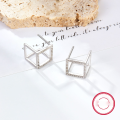 wholesale S925 Sterling Silver Stud Earrings, 3D Square Diamond-Embedded, Women's Fashion Minimalist Exquisite High-End Jewelry Wholesale-0-2