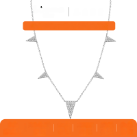 wholesale 925 Sterling Silver Five Triangular Stones in a Row Necklace for Women, Minimalist Collarbone Chain, Independent Site Best-Seller-Platinum (with certificate)  925 silver