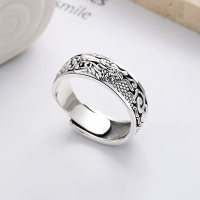 wholesale S925 Sterling Silver Retro National Tide Dragon Pattern Design Ring, Soaring Dragon Across the Seas Ethnic Style Bold Trendy Index Finger Ring-964FJ/approx. 6g Adjustable opening