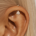 wholesale S925 Sterling Silver Irregular Marquise Heart Floral Beaded Threaded Ear Cuff With Zircon Accents-0-2